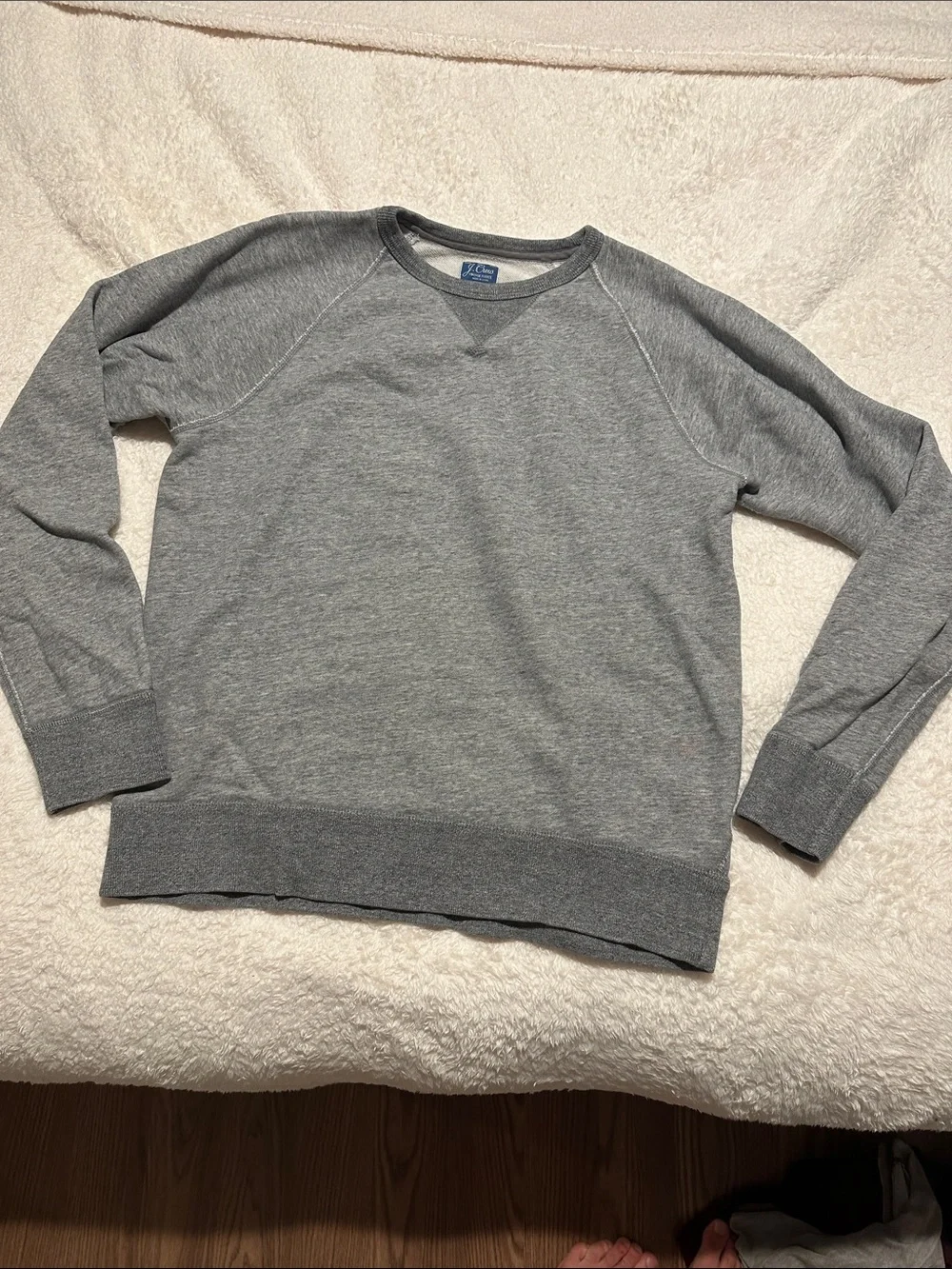 J. Crew Men's Heather Gray Vintage Fleece Crewneck Sweater